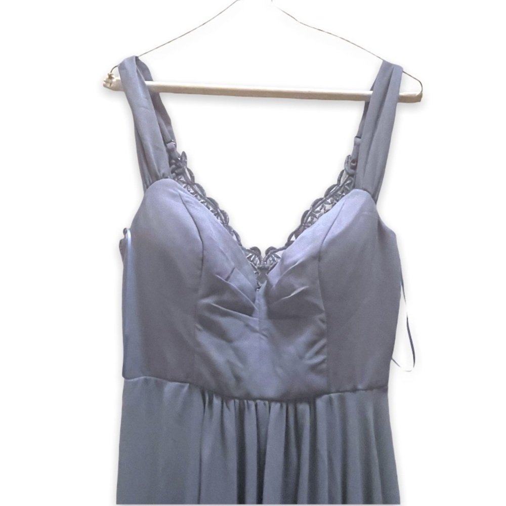 New Woman’s Blue We Go Together Embroidered High Slit Prom Brides Maxi Dress - Picture 16 of 17
